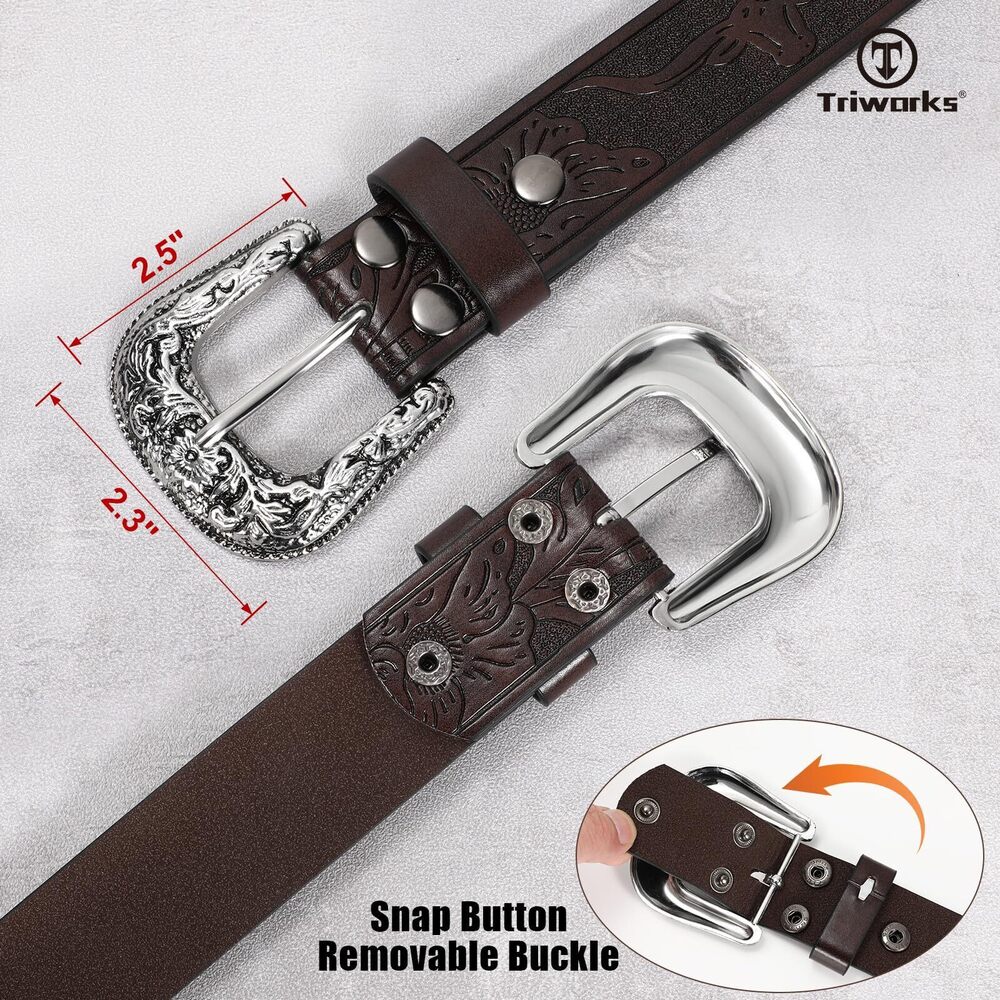 2654 Adjustable Vintage Western Belts For Women Men Cowboy Cowgirl Belt - Picture 2 of 6